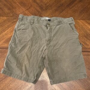 Carhartt Relaxed Fit Carpenter Shorts Mens 40 Olive Green Canvas Work Utility |N
